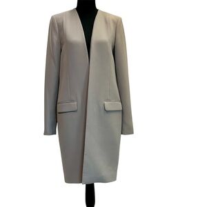 Simons Contemporaine gray taupe long sleeve open from blazer coat  no collar 6
